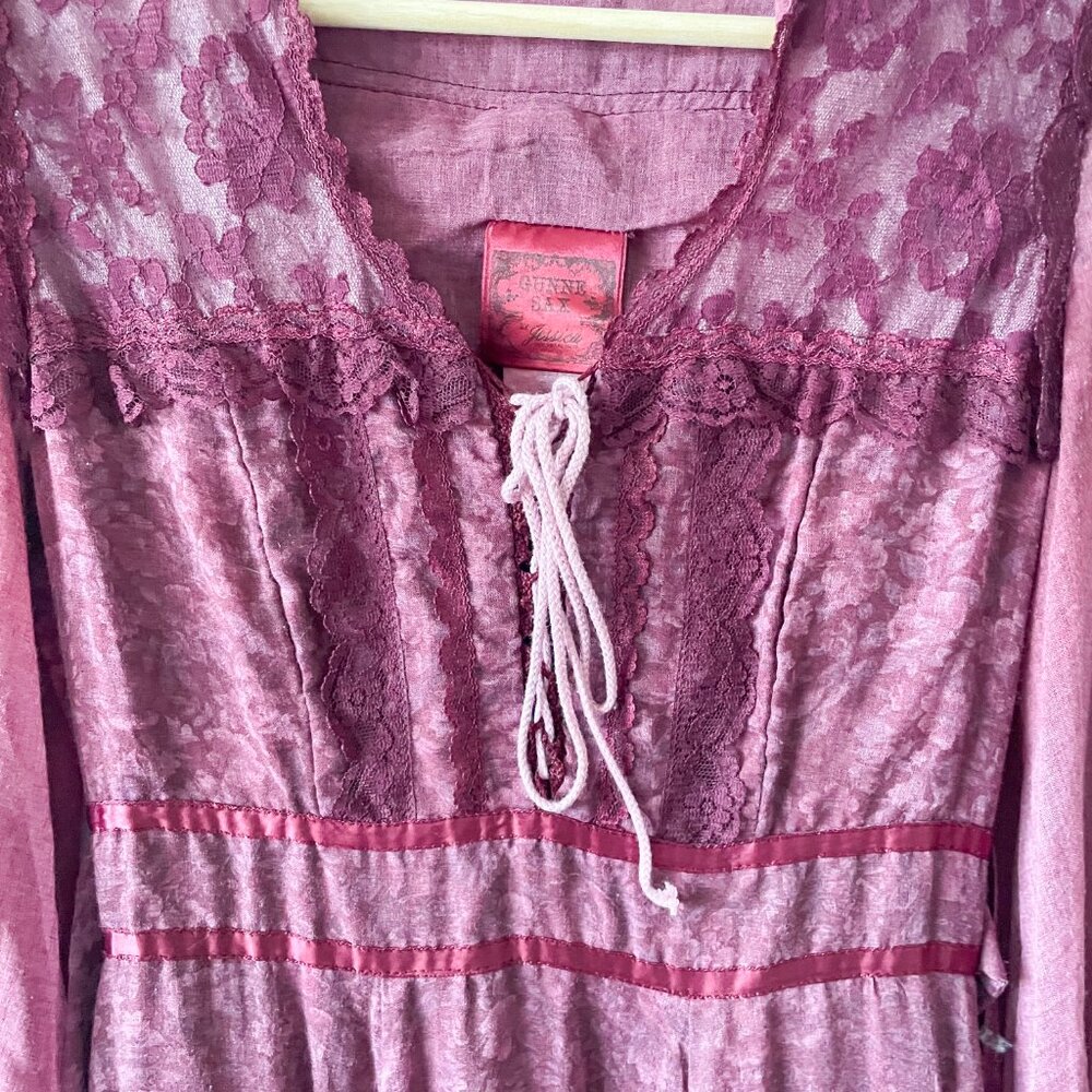 Vintage Gunne Sax by Jessica McClintock Maroon/Purple Dress - Picture 4 of 14